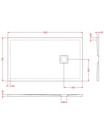Душовий піддон ArtСeram LAPIS PDR025 05;00, BIANCO MATT