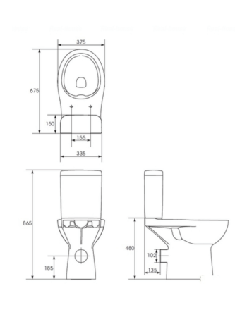 Унітаз-компакт Cersanit Etiuda 593 New CleanOn 011 3/6 без сидіння K100-387