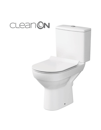 Унітаз-компакт Cersanit City 604 New CleanOn 011 3/5 з дюропластовим сидінням Slim із плавним опусканням K35-038