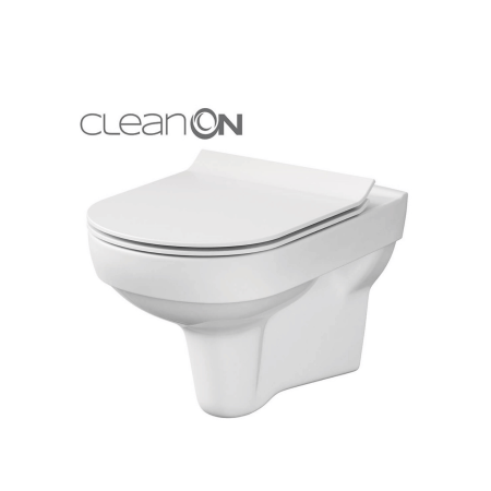 Підвісний унітаз Cersanit City CleanOn з дюропластовим сидінням Slim із плавним опусканням K701-143