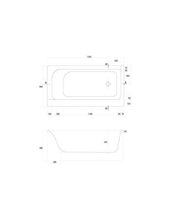 Ванна прямокутна Cersanit Smart 170х80 лівостороння S301-117