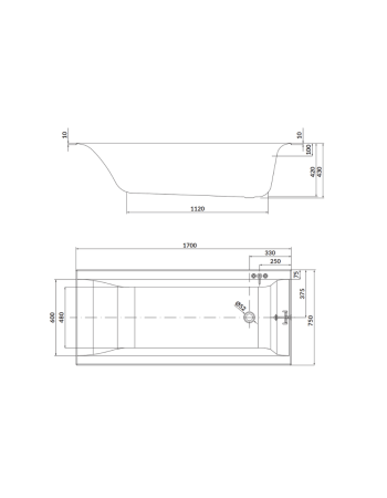 Ванна прямокутна Cersanit Larga 170х75 S301-303