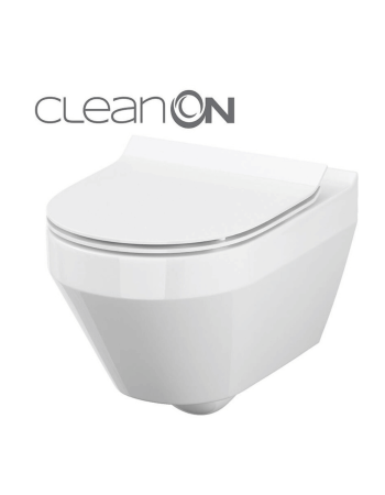 Підвісний унітаз Cersanit Crea CleanOn овальний з дюропластовим сидінням Slim із плавним опусканням S701-403