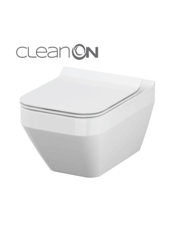 Підвісний унітаз Cersanit Crea CleanOn прямокутний з дюропластовим сидінням Slim із плавним опусканням S701-404