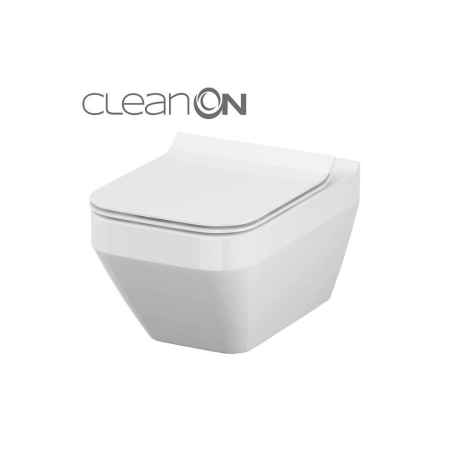 Підвісний унітаз Cersanit Crea CleanOn прямокутний з дюропластовим сидінням Slim із плавним опусканням S701-404