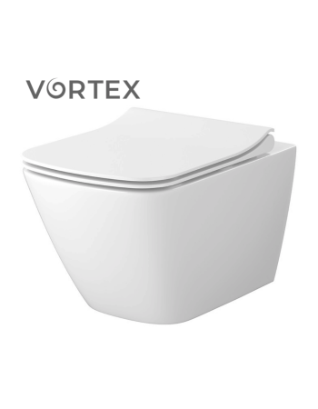 Підвісний унітаз City Pro Vortex прямокутний з дюропластовим сидінням Slim із плавним опусканням S701-884