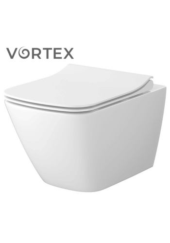 Підвісний унітаз City Pro Vortex прямокутний з дюропластовим сидінням Slim із плавним опусканням S701-884