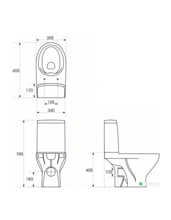 Унітаз-компакт Cersanit Moduo 649 CleanOn 010 3/5 з дюропластовим сидінням Slim із плавним опусканням K116-001