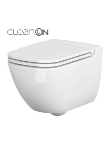 Підвісний унітаз Cersanit Caspia CleanOn з дюропластовим сидінням Slim із плавним опусканням K701-103 Підвісний унітаз Cersanit Caspia CleanOn з дюропластовим сидінням Slim із плавним опусканням K701-103
