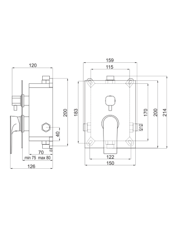 Змішувач прихованого монтажу FERRO ALGEO SQUARE BAQ7P2BOX хром