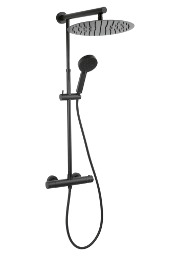 Душова система зовнішнього монтажу з термостатом FERRO TREVI BLACK NP75-TRV7U-BL чорна