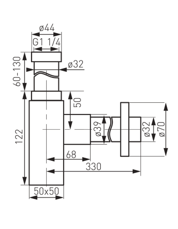 Cифон для раковини FERRO QUADRO S280 хром