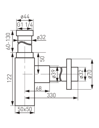 Cифон для раковини FERRO QUADRO S280-BL чорний