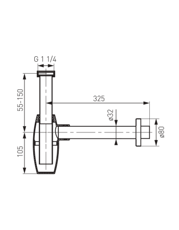Cифон для раковини FERRO Oval S286 хром