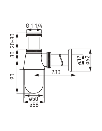 Cифон для раковини FERRO S30 хром