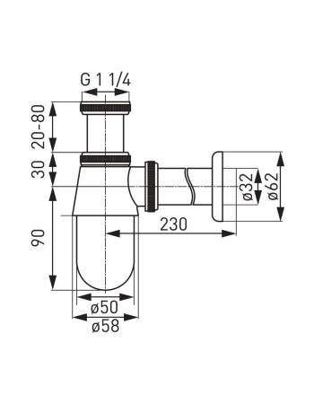 Cифон для раковини FERRO S30-BL чорний