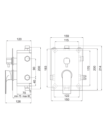 Змішувач прихованого монтажу FERRO ALGEO SQUARE BAQ7P3BOX хром