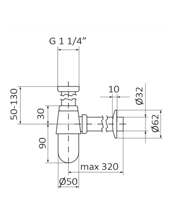 Сифон для раковини GRB, 00030001