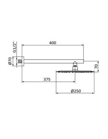 Верхній душ із кронштейном GRB Stainless Steel PVD 05251293