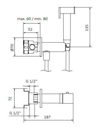 Гігієнічний душ GRB Intimixer Metal Black PVD 08200192, зовнішня частина