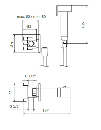 Гігієнічний душ GRB Intimixer Polished Steel PVD 08200193, зовнішня частина
