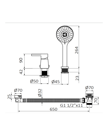 Змішувач для ванни GRB TIME Stainless Steel PVD 46230493