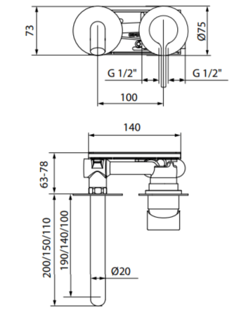 Змішувач для раковини GRB TIME Copper PVD 47117455, зовнішня частина