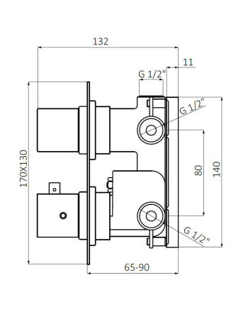 Змішувач для душу GRB KALA Stainless Steel PVD 60557093, зовнішня частина