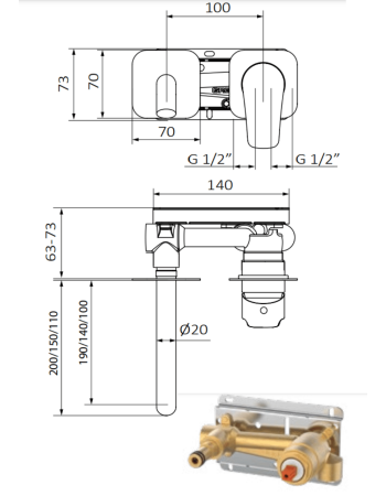 Змішувач для раковини GRB NAVA Stainless Steel PVD 66534693