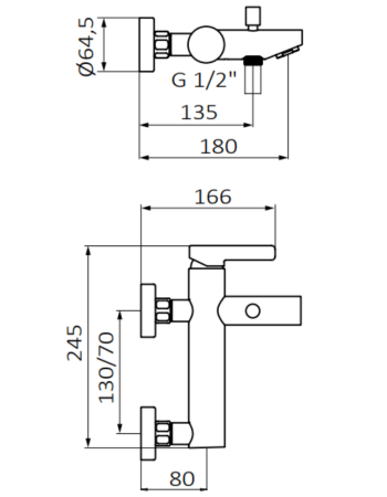 Змішувач для ванни GRB AXIS Chrome 74228740