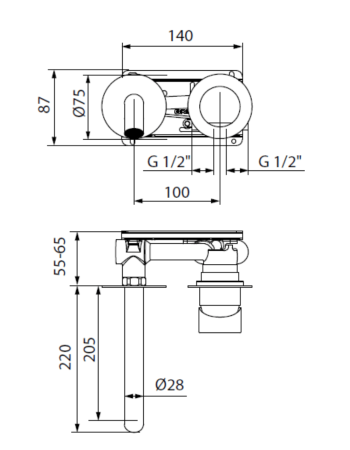 Змішувач для раковини GRB AURA Copper PVD 75117755, зовнішня частина