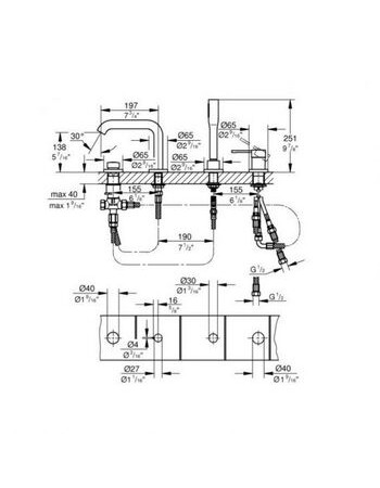 Змішувач на борт ванни на 4 отвори Grohe Essence New 19578AL1