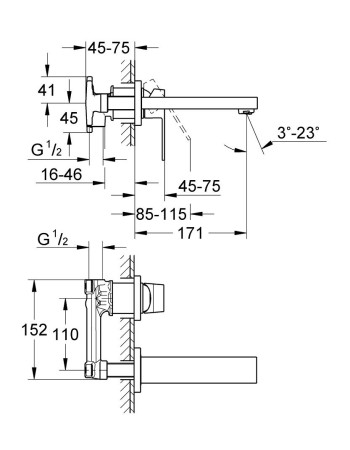 Змішувач для раковини прихованого монтажу Grohe Eurocube 19895000