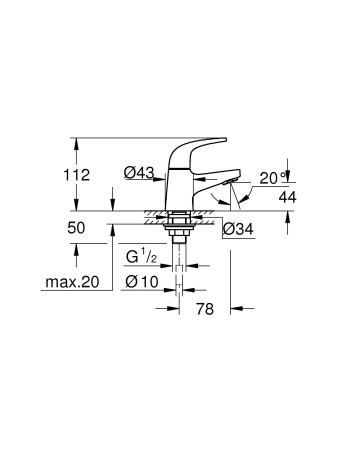 Кран на одну воду Grohe StartCurve 20576000