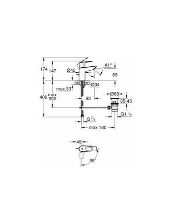 Змішувач для раковини ColdStart S-розміру Grohe BauLoop New 22054001