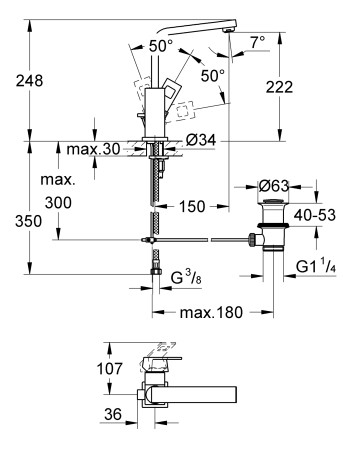 Змішувач для раковини L-розміру Grohe Eurocube 2313500E