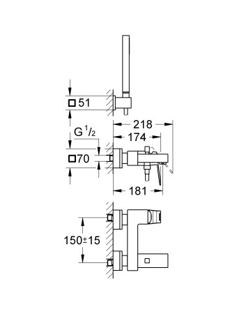 Змішувач для ванни Grohe Eurocube 23141000