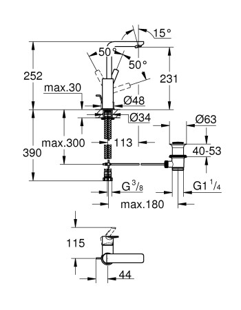Змішувач для раковини L-розміру Grohe Lineare New 23296001