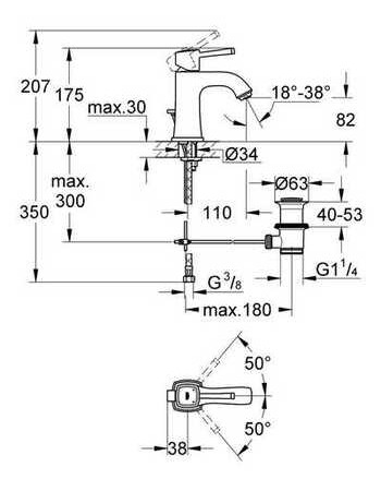 Змішувач для раковини M-розміру Grohe Grandera 23303000