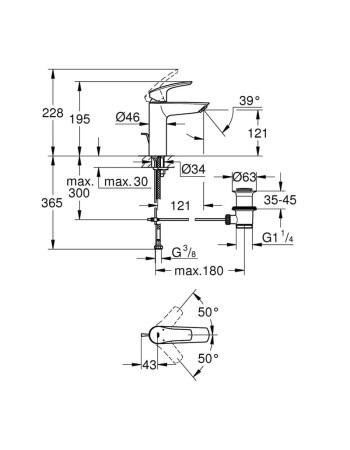 Змішувач для раковини M-розміру Grohe Eurosmart New 23322003