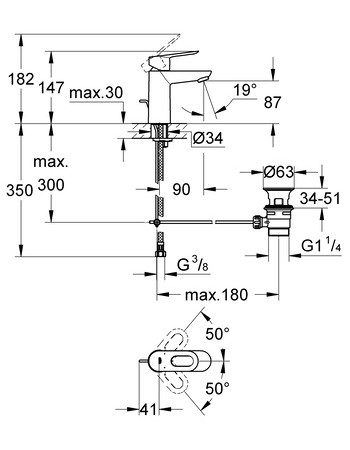 Змішувач для раковини S-розміру Grohe BauLoop 23335000