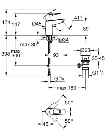 Змішувач для раковини S-розміру Grohe BauLoop New 23335001