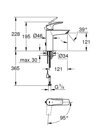 Змішувач для раковини M-розміру Grohe Eurosmart New 2339430E