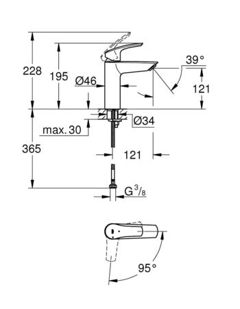 Змішувач для раковини ColdStart M-розміру Grohe Eurosmart New 2339530E