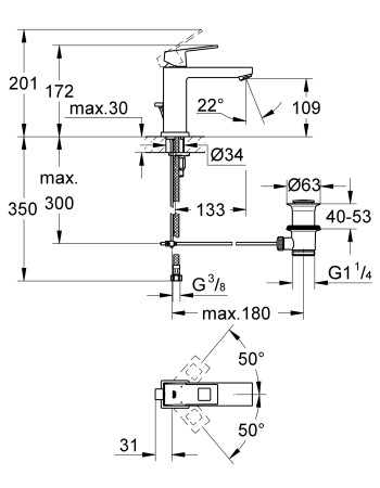 Змішувач для раковини M-розміру Grohe Eurocube 23445000