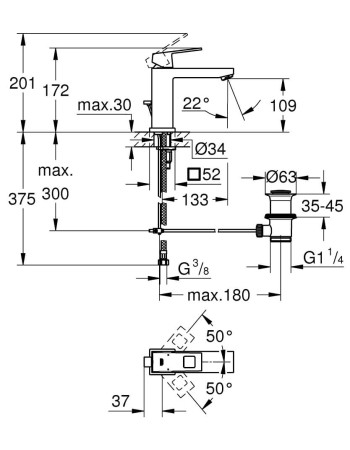Змішувач для раковини M-розміру Grohe Eurocube 23445AL0