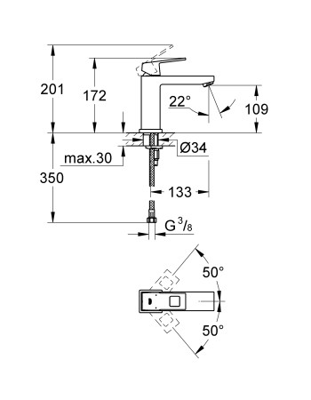 Змішувач для раковини M-розміру Grohe Eurocube 23446000