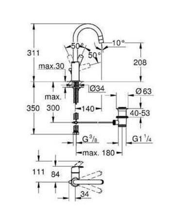 Змішувач для раковини L-розміру Grohe Eurosmart 23537002