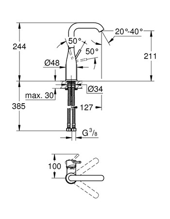 Змішувач для раковини L-розміру Grohe Essence New 23541001