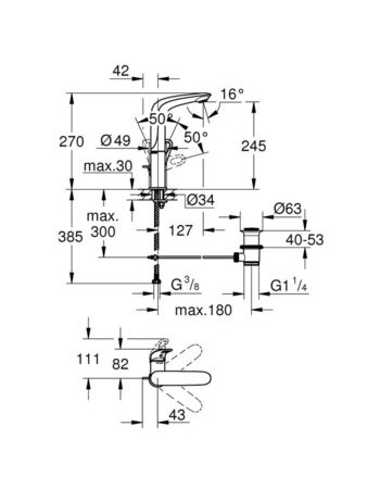Змішувач для раковини L-розміру Grohe Eurostyle 23569003
